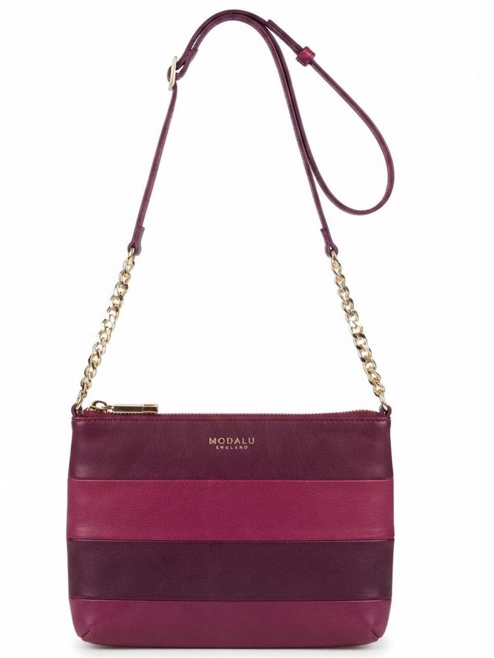 Modalu England Two-Tone Purple Leather Crossbody Bag